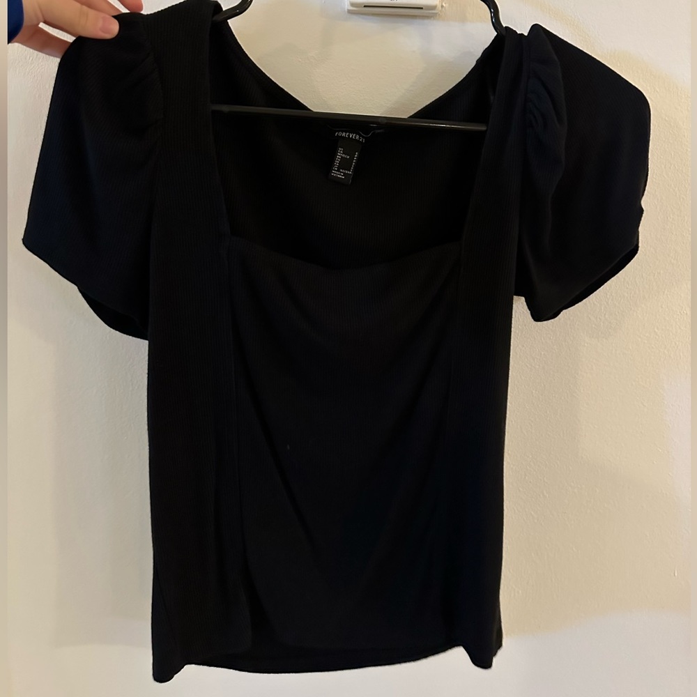 Black square neck crop top
